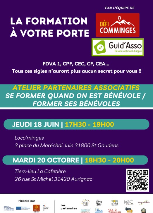 Défi Comminges - se former quand on est bénévoles avec dates 